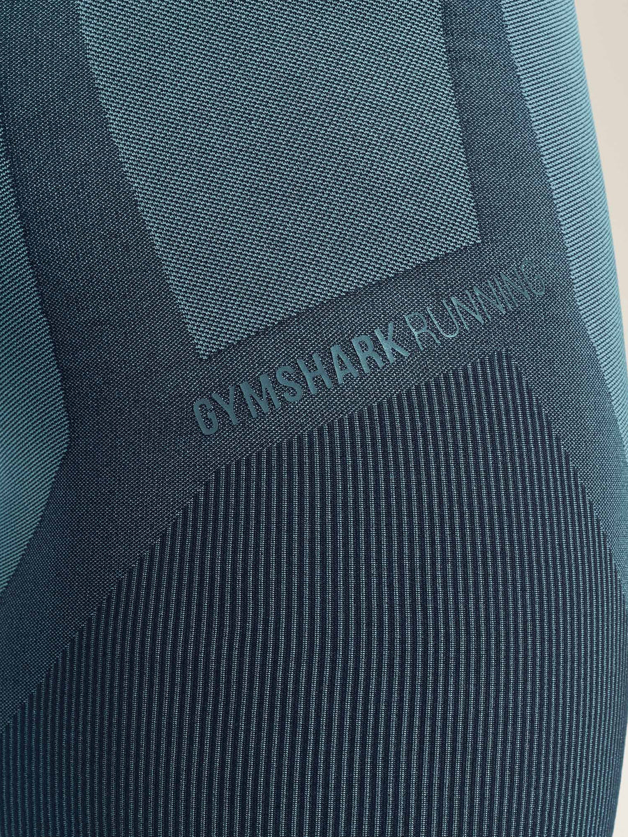 Gymshark Seamless Running Half Tight — Stealth Blue /  Storm Blue — 8