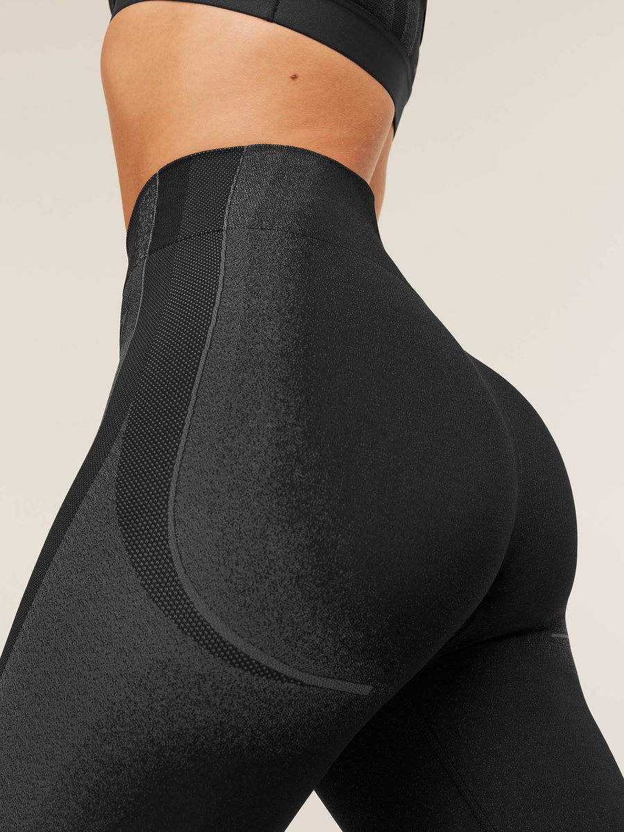 Gymshark Charge Seamless Leggings — Black/Graphite Grey — 4