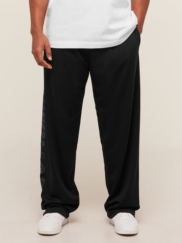 Gymshark Graphic Wordmark Mesh Wide Leg Pants — Black
