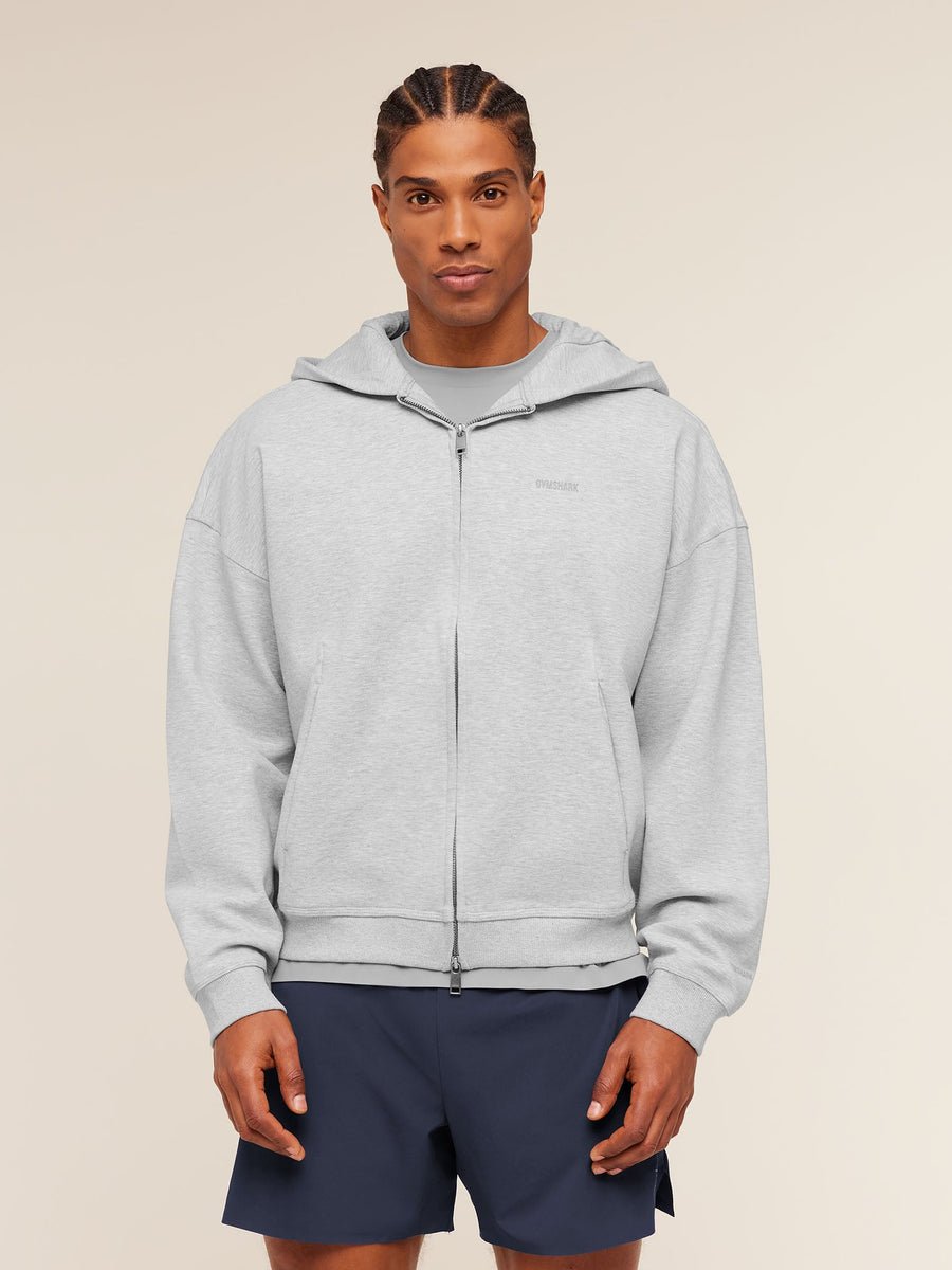 Gymshark Evolve Lightweight Zip Through Hoodie — Bros Soft Grey Marl — 1