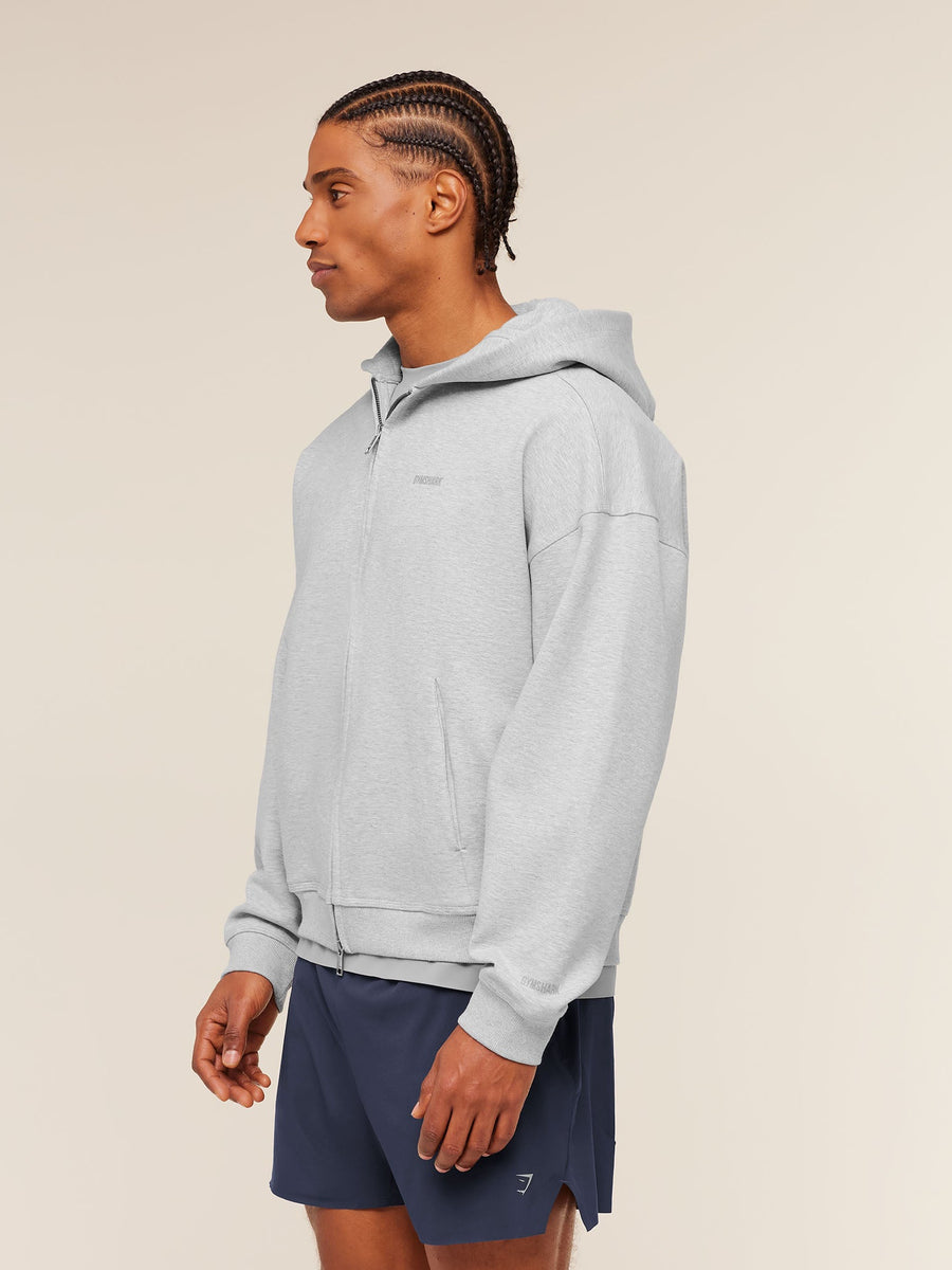 Gymshark Evolve Lightweight Zip Through Hoodie — Bros Soft Grey Marl — 3