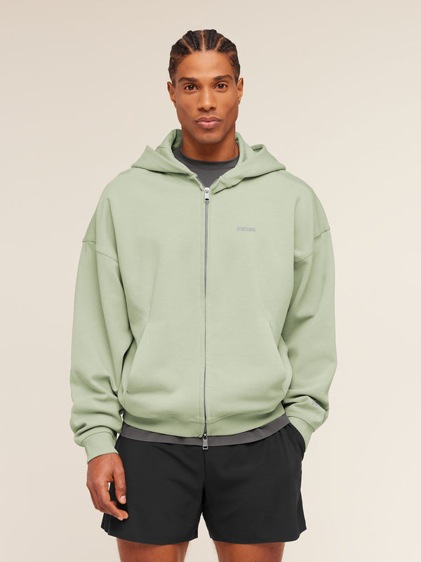 Gymshark Evolve Lightweight Zip Through Hoodie — Haze Green