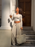 Gymshark Lightweight Wide Leg Pants Regular — Pebble Grey — 8