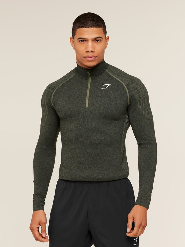 Gymshark Vital 1/4 Zip — Core Olive/Black
