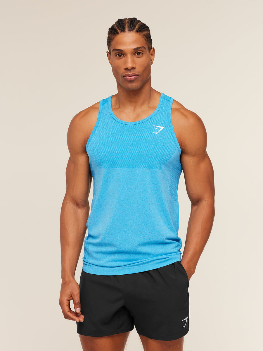 Gymshark Vital Tank — White/Brand Blue — 4