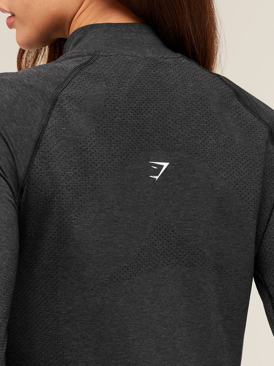 Gymshark Vital 1/4 Zip — Black Marl — 6