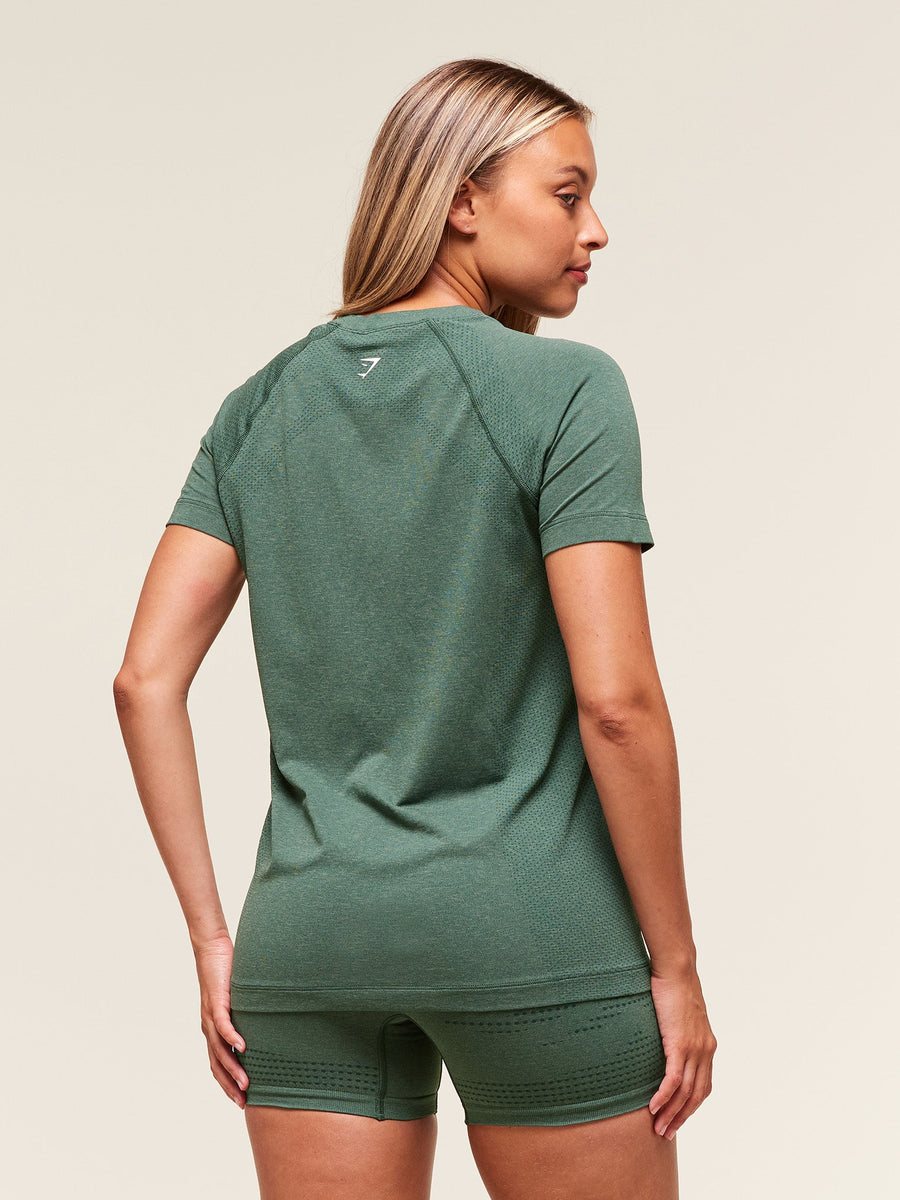Gymshark Vital Seamless 2.0 Light T-Shirt — Obsidian Green Marl — 3