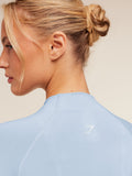 Gymshark Vital Seamless Midi Zip 2.0 Pullover — Chilled Blue — 6