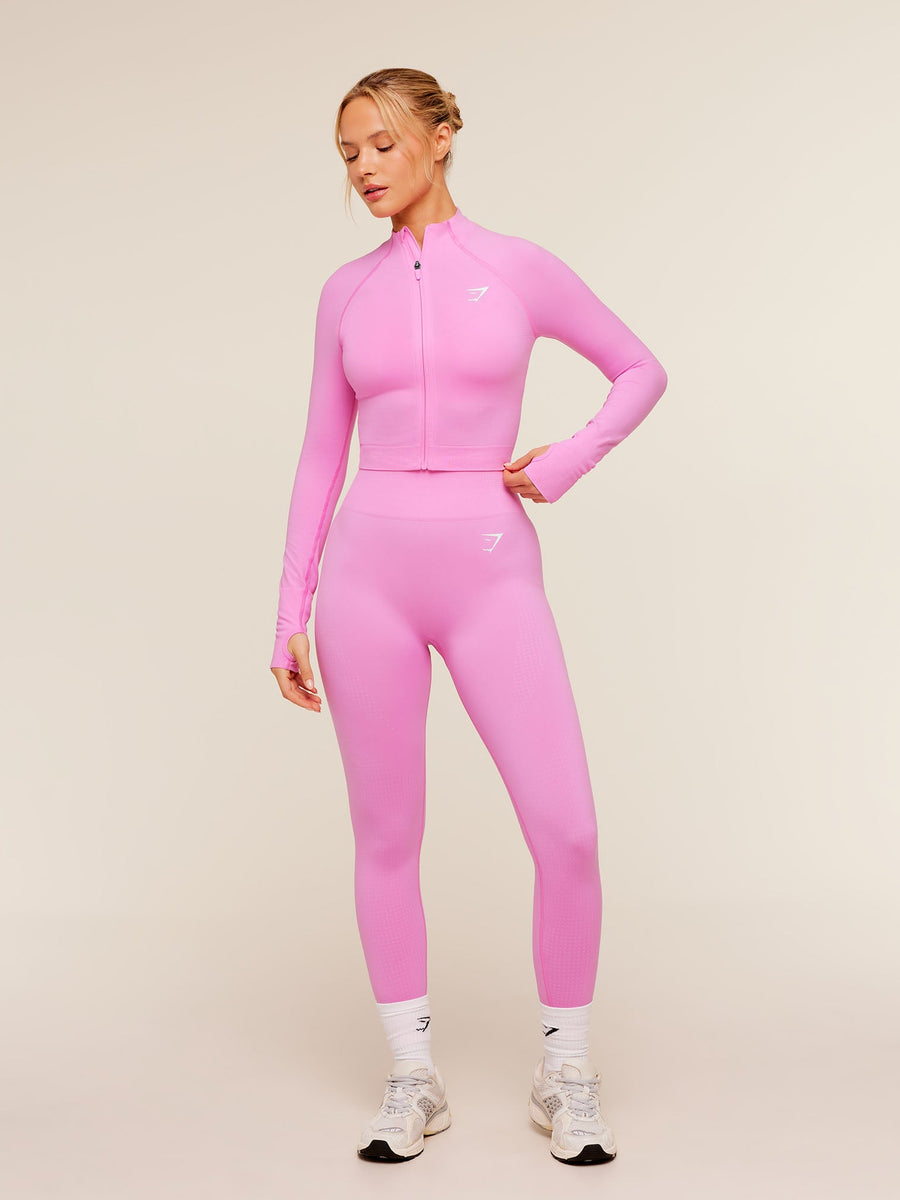 Gymshark Vital Seamless Midi Zip 2.0 Pullover — Focus Pink — 4