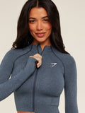Gymshark Vital Seamless Midi Zip 2.0 Pullover — GS Stealth Blue/ Marl — 5