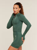 Gymshark Vital Seamless Midi Zip 2.0 Pullover — Obsidian Green Marl — 3