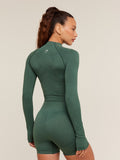 Gymshark Vital Seamless Midi Zip 2.0 Pullover — Obsidian Green Marl — 2