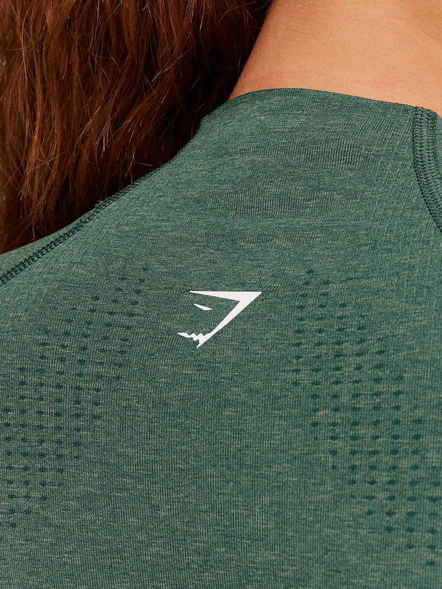 Gymshark Vital Seamless Midi Zip 2.0 Pullover — Obsidian Green Marl — 7