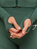 Gymshark Vital Seamless Midi Zip 2.0 Pullover — Obsidian Green Marl — 6