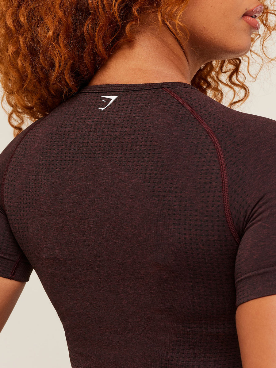 Gymshark Vital Tight T-Shirt — Rich Maroon/Marl — 5