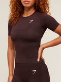 Gymshark Vital Tight T-Shirt — Rich Maroon/Marl — 6
