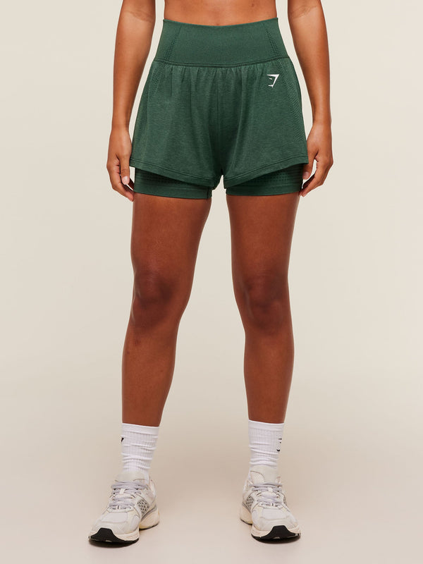 Gymshark Vital 2-in-1 Shorts — Obsidian Green Marl
