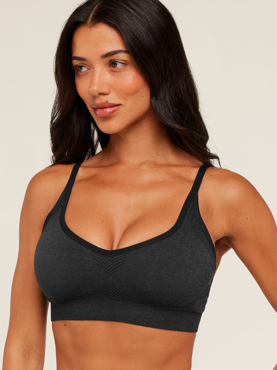 Gymshark Vital Sports Bra — Black Marl — 6