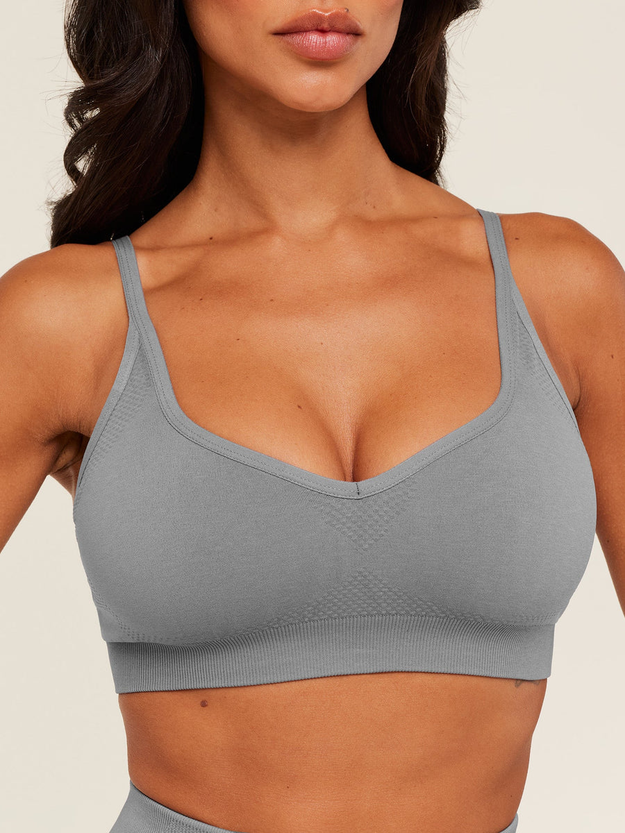 Gymshark Vital Sports Bra — GS Medium Grey/ Marl — 6