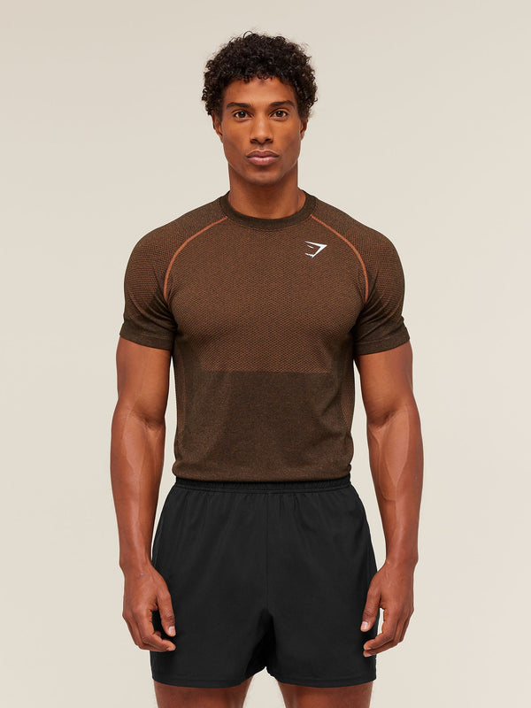 Gymshark Vital Seamless T-Shirt — Black/Spiced Brown