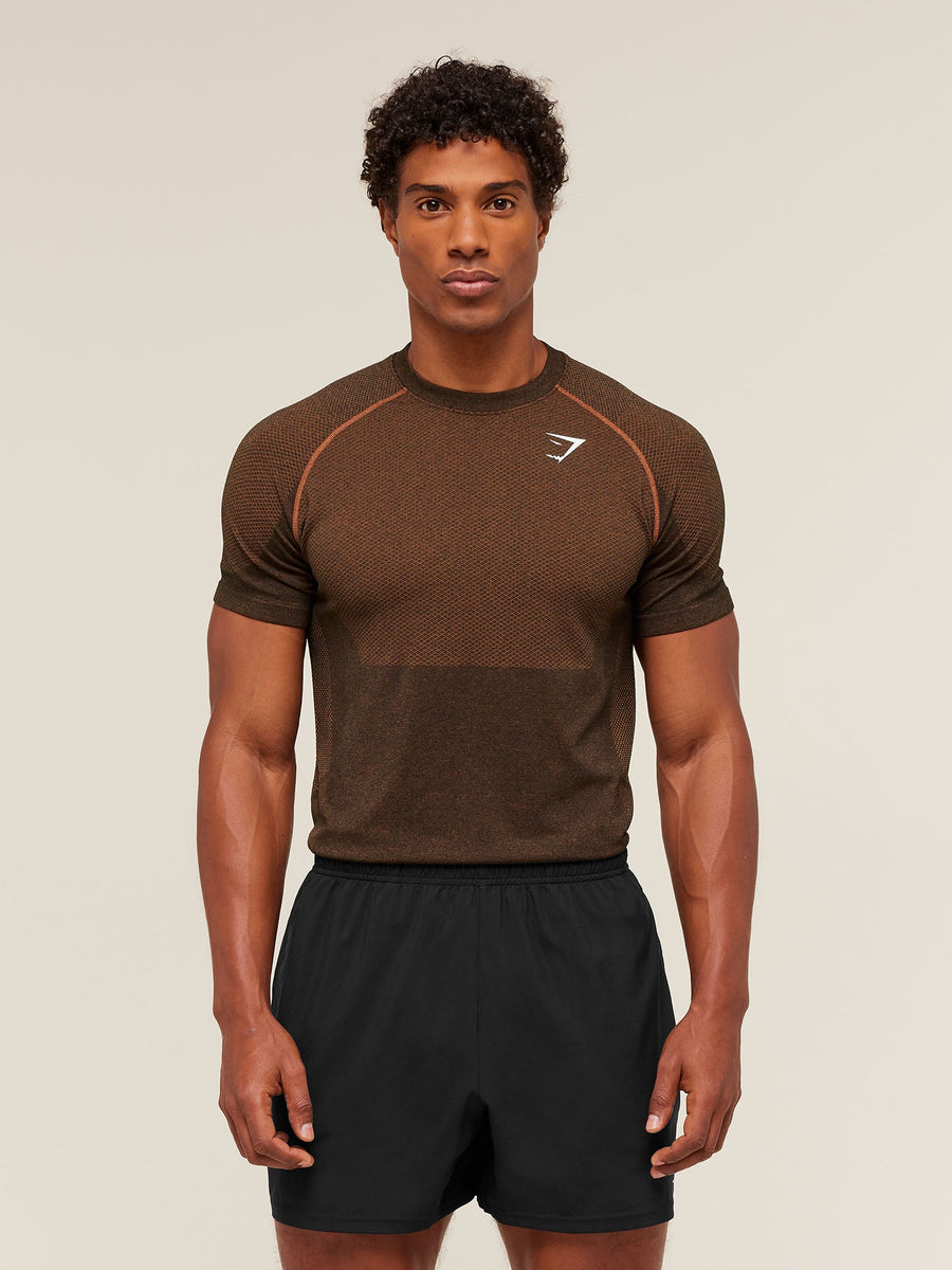 Gymshark Vital Seamless T-Shirt — Black/Spiced Brown — 1