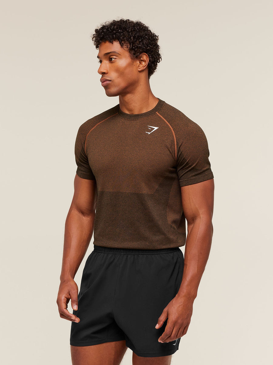 Gymshark Vital Seamless T-Shirt — Black/Spiced Brown — 3