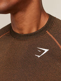 Gymshark Vital Seamless T-Shirt — Black/Spiced Brown — 4