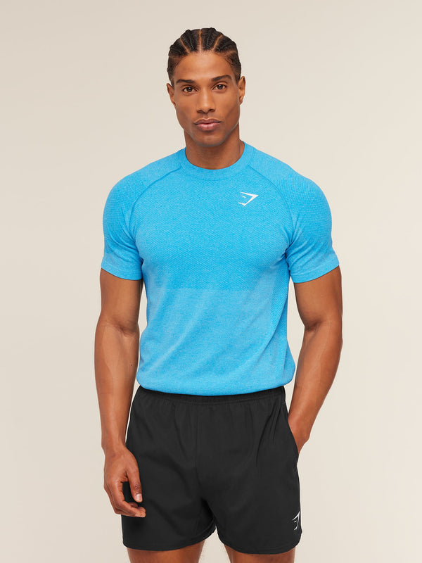 Gymshark Vital Seamless T-Shirt — White/Brand Blue