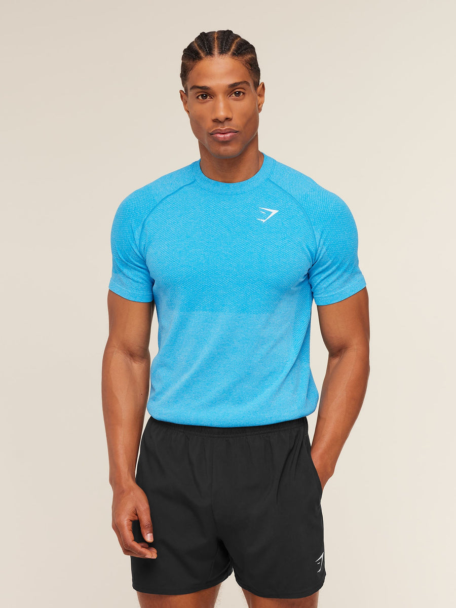 Gymshark Vital Seamless T-Shirt — White/Brand Blue — 1