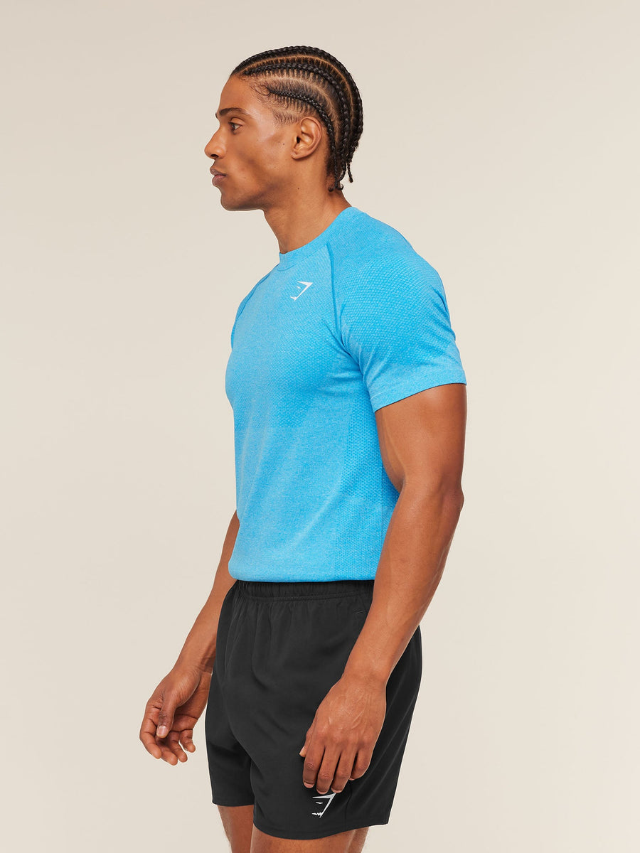 Gymshark Vital Seamless T-Shirt — White/Brand Blue — 3