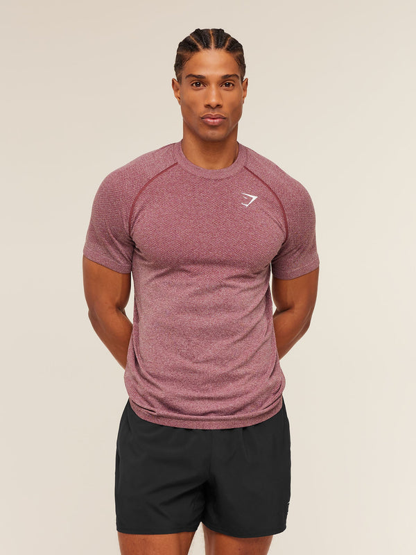 Gymshark Vital Seamless T-Shirt — White/Port