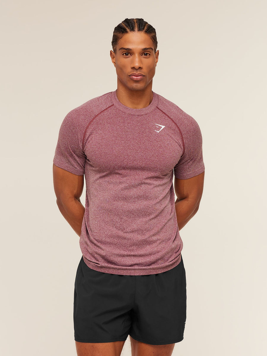 Gymshark Vital Seamless T-Shirt — White/Port — 1