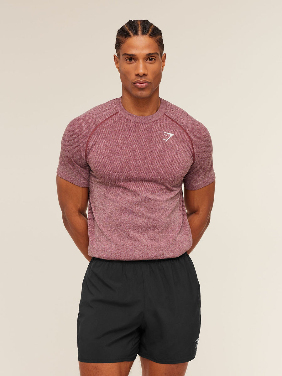 Gymshark Vital Seamless T-Shirt — White/Port — 4