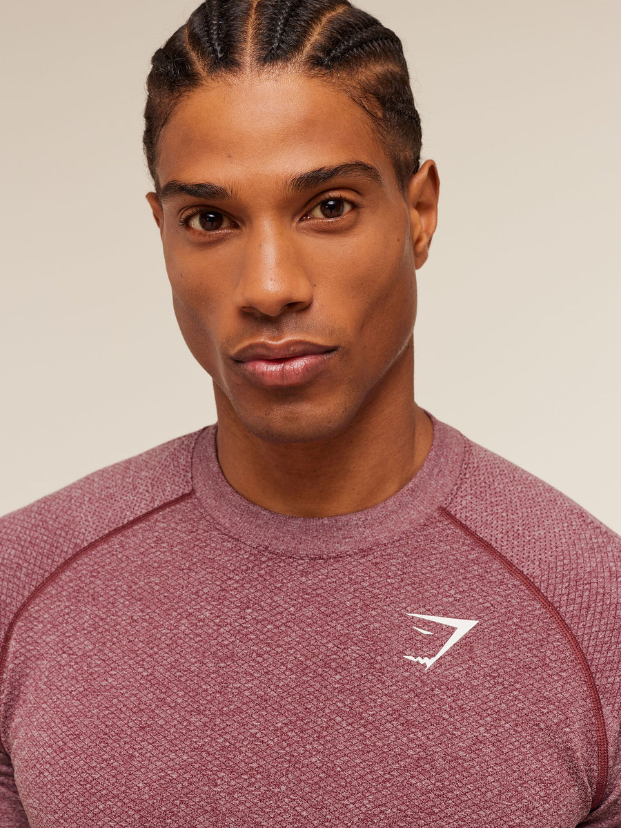 Gymshark Vital Seamless T-Shirt — White/Port — 6