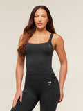 Gymshark Vital Tank With Shelf — Black Marl — 1