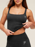 Gymshark Vital Tank With Shelf — Black Marl — 7