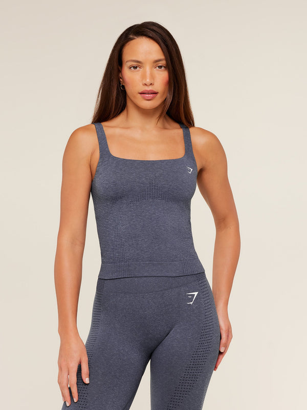 Gymshark Vital Tank With Shelf — Stealth Blue/Marl