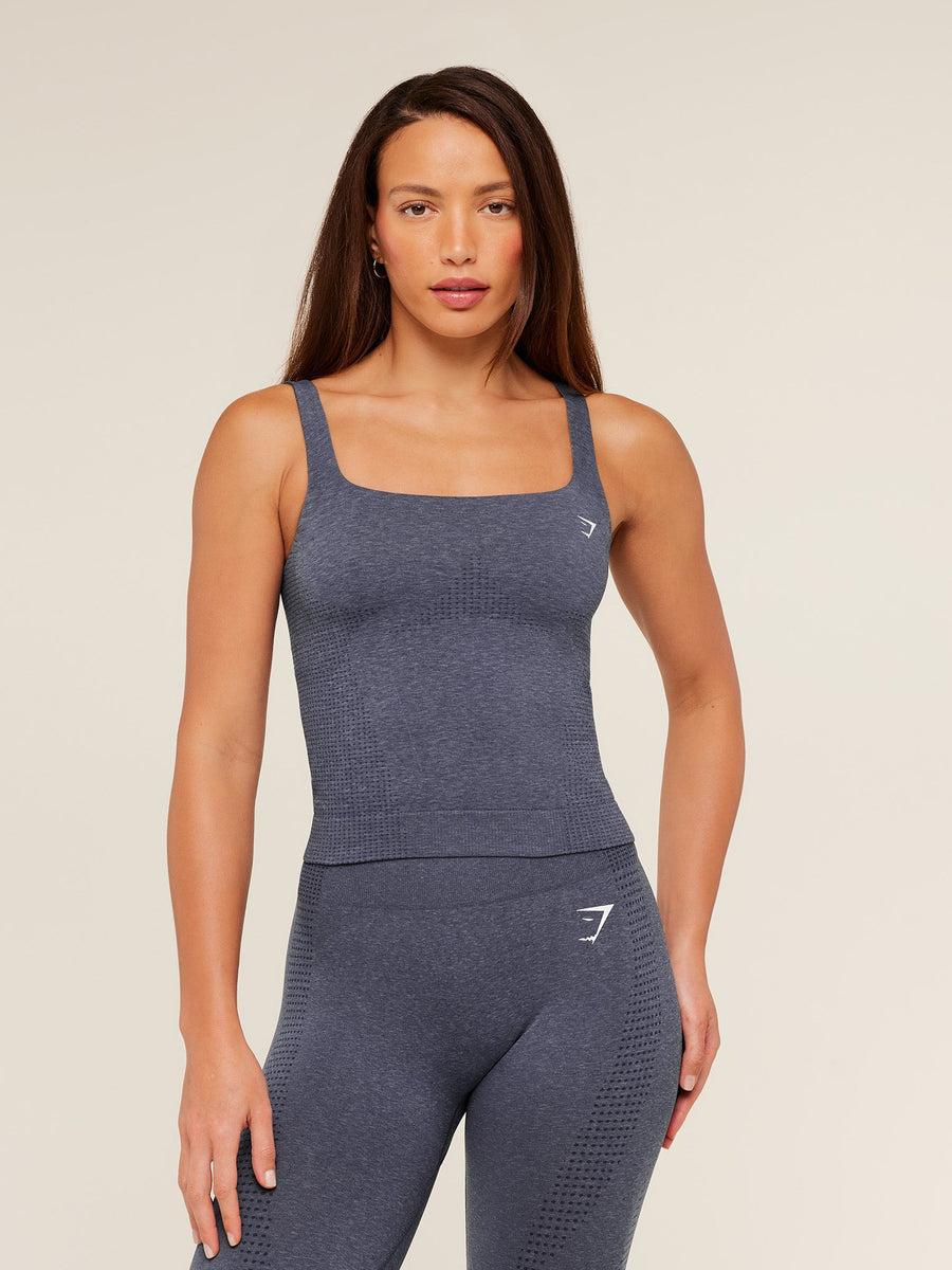 Gymshark Vital Tank With Shelf — Stealth Blue/Marl — 1