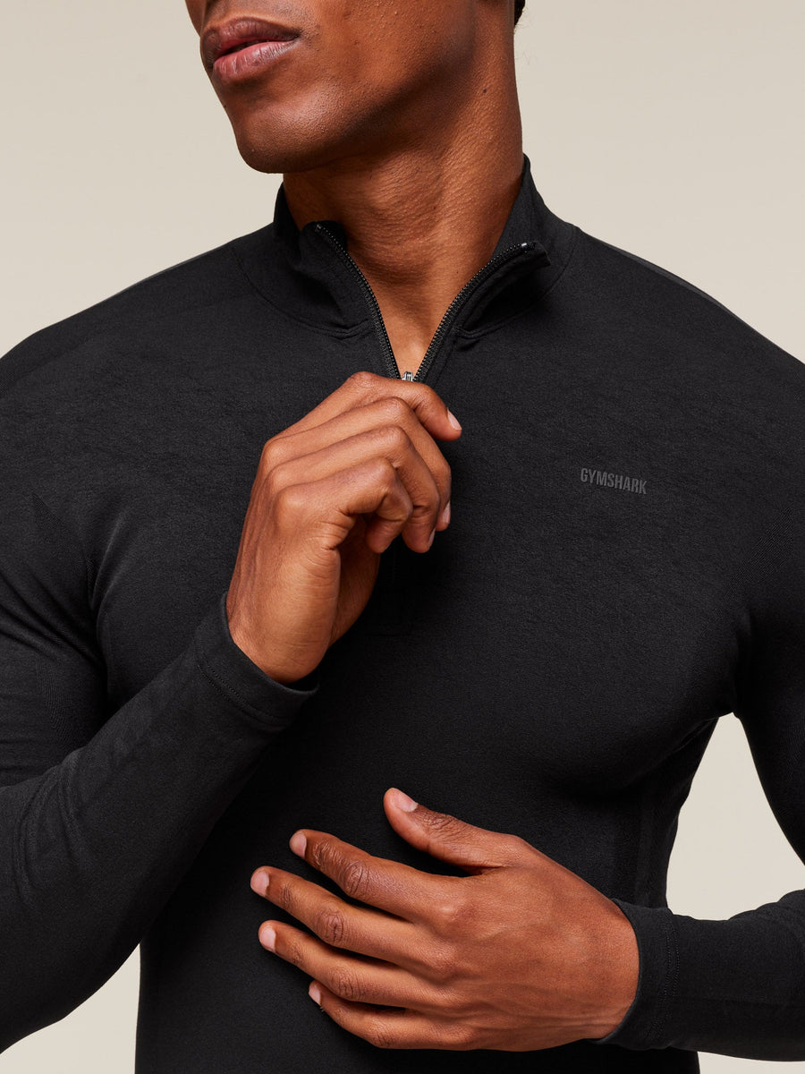 Gymshark everywear Warp Knit Polo 1/4 Zip — Black — 5