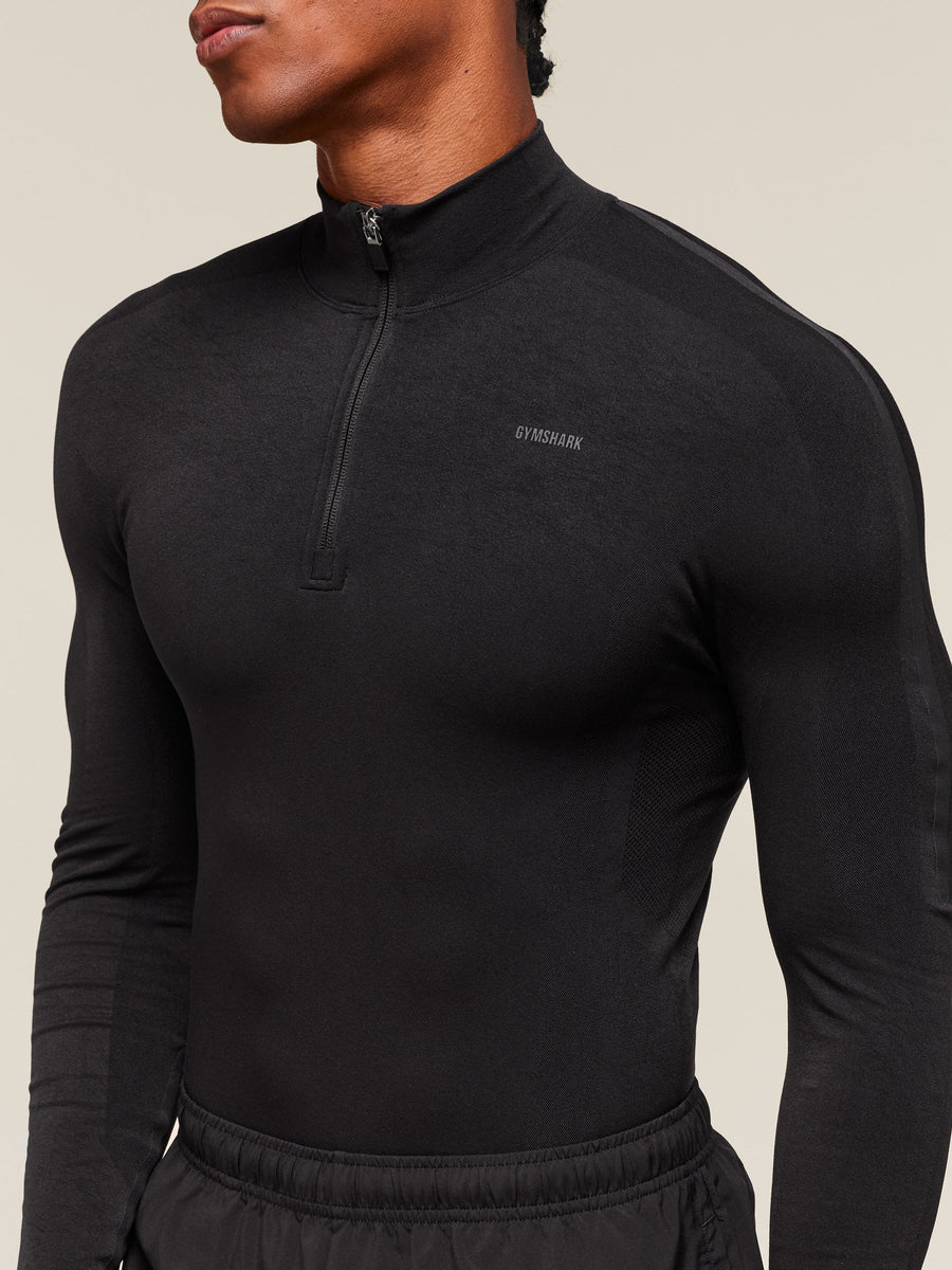 Gymshark everywear Warp Knit Polo 1/4 Zip — Black — 6