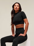 Gymshark everywear Warp Knit Crop Top — Black — 3