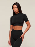 Gymshark everywear Warp Knit Crop Top — Black — 6