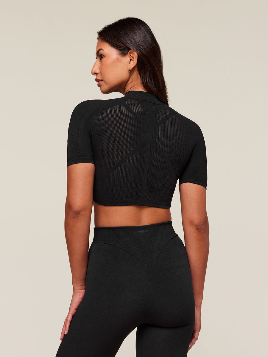 Gymshark everywear Warp Knit Crop Top — Black — 2