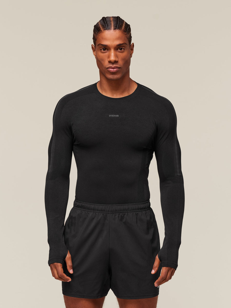 Gymshark everywear Warp Knit LS T-Shirt — Black — 1